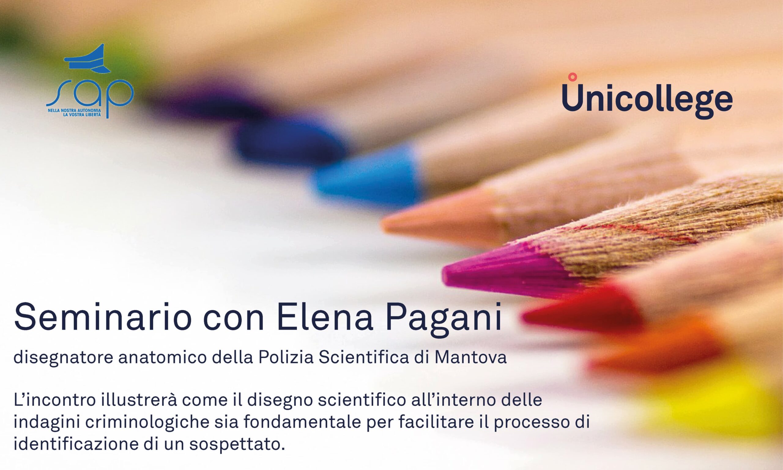 Unicollege Crime scene con il disegnatore anatomico della Polizia scientifica di Mantova Elena Pagani